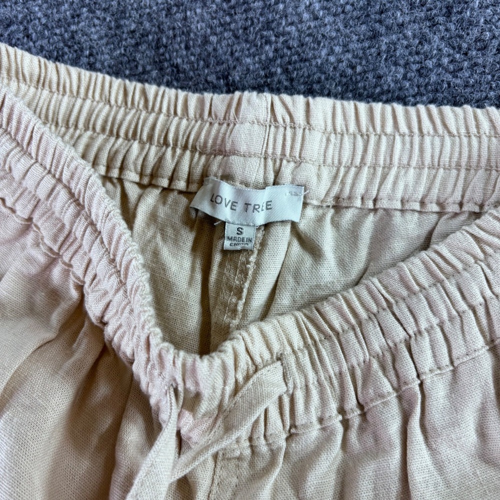 Love Tree Cargo Pants Womens Small Beige Linen Blend Wide Leg Utility Relaxed - Picture 3 of 8